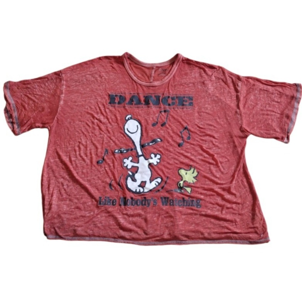 Peanuts Crop T Shirt Woman 2X Red Brick Graphic dance like nobody's watching